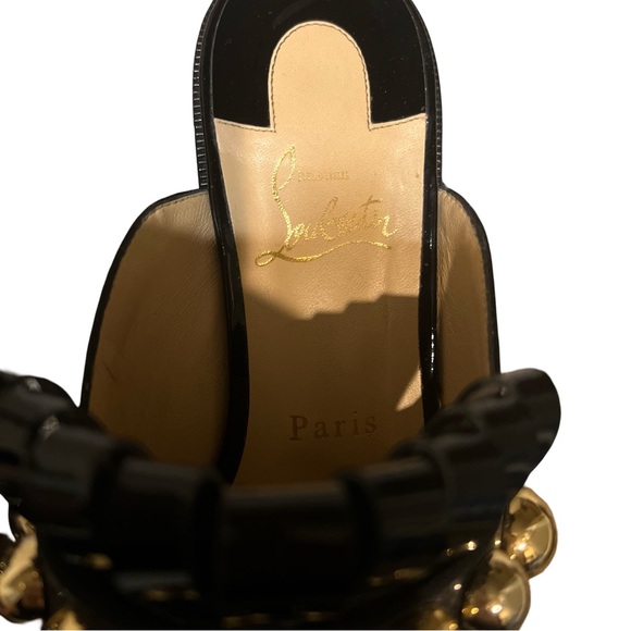 CHRISTIAN LOUBOUTIN PATENT BLACK MULES - Picture 7 of 9